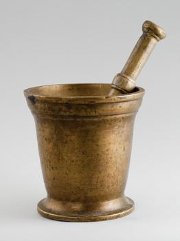 MORTEL MED STÖT, mässing, 1800-tal.