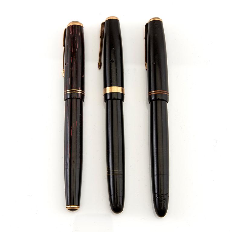 Parker Vacumatic fountain pens, 3 pcs.