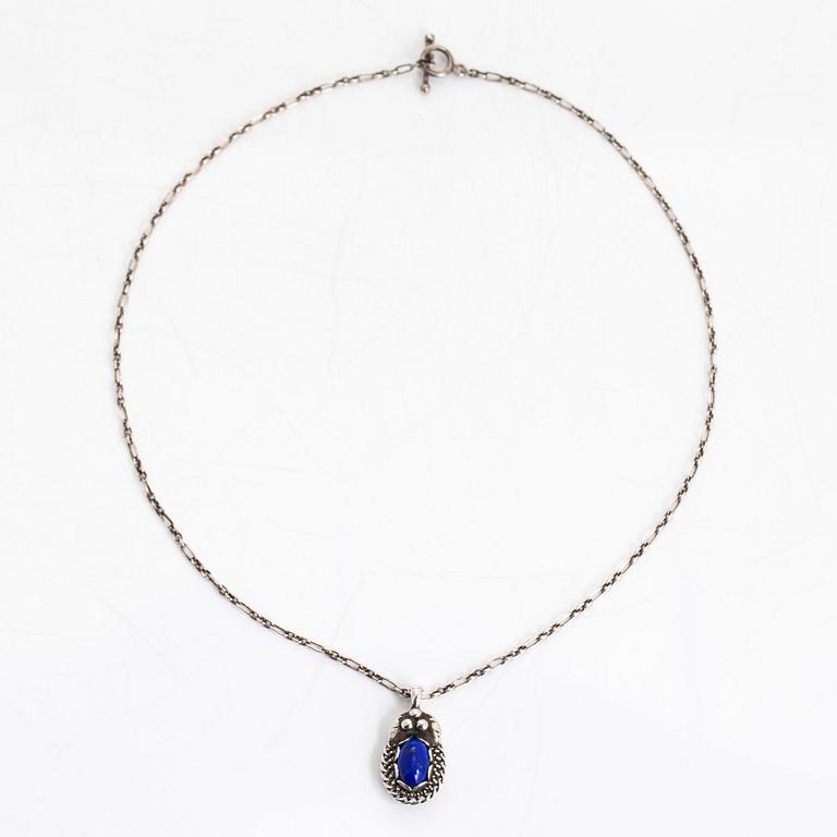 Georg Jensen, necklace with year pendant 1992, silver and lapis lazuli, Denmark.