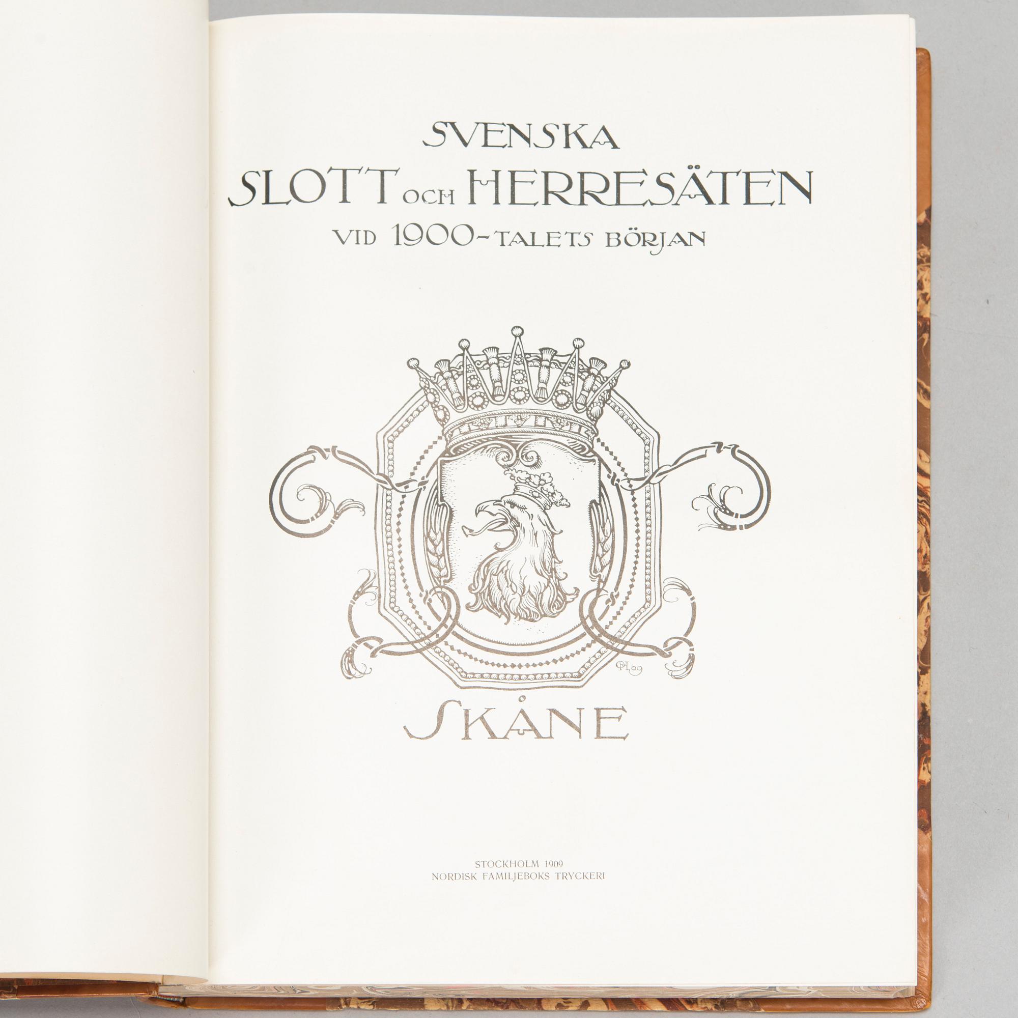 Böcker, Svenska Slott och Herresäten vid 1900-talets början, 1908-34, 13 volymer.