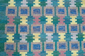 Judith Johansson, a carpet, "Sommarnatt", flat weave, ca 203,5 x 133-140 cm, signed JJ.