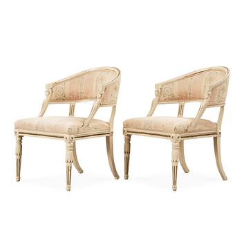 A pair of late Gustavian armchairs by E Öhrmark, master 1777.