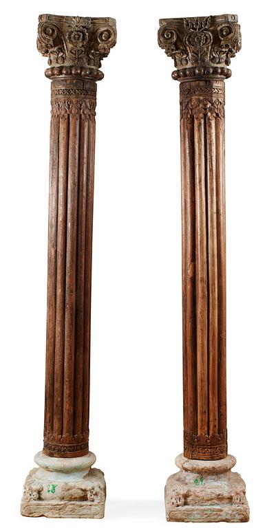 A pair of Indian 19th century columns.