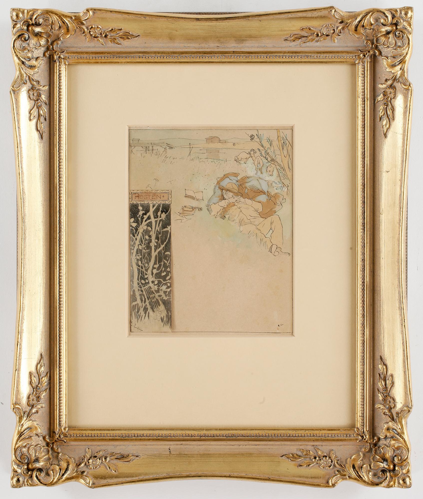 CARL LARSSON, Akvarell, signerad.