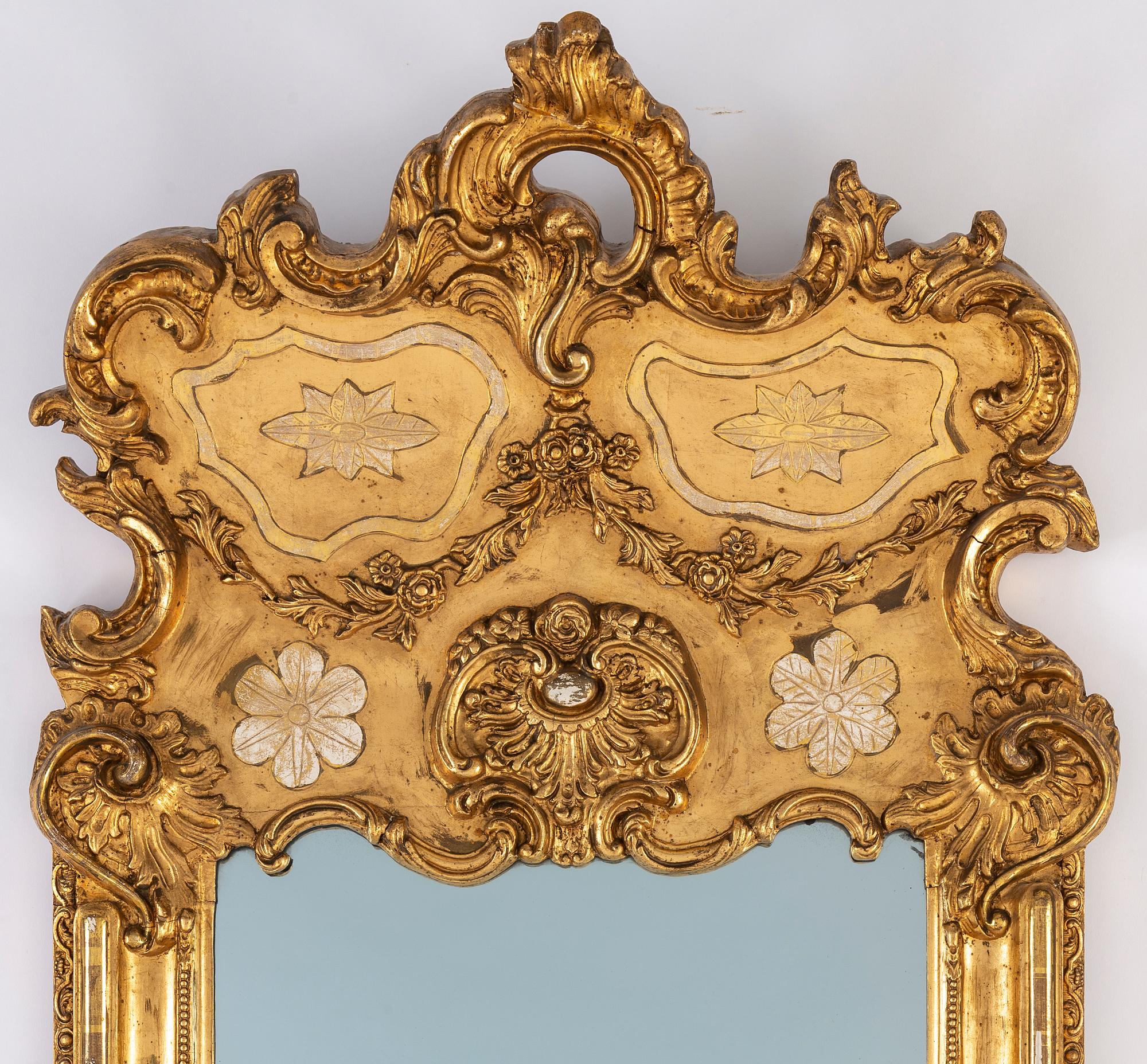 A late 19th century mirror and console table.