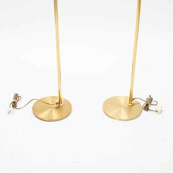 A pair of brass floor lamps EWÅ, Sweden, later part of the 20th century.