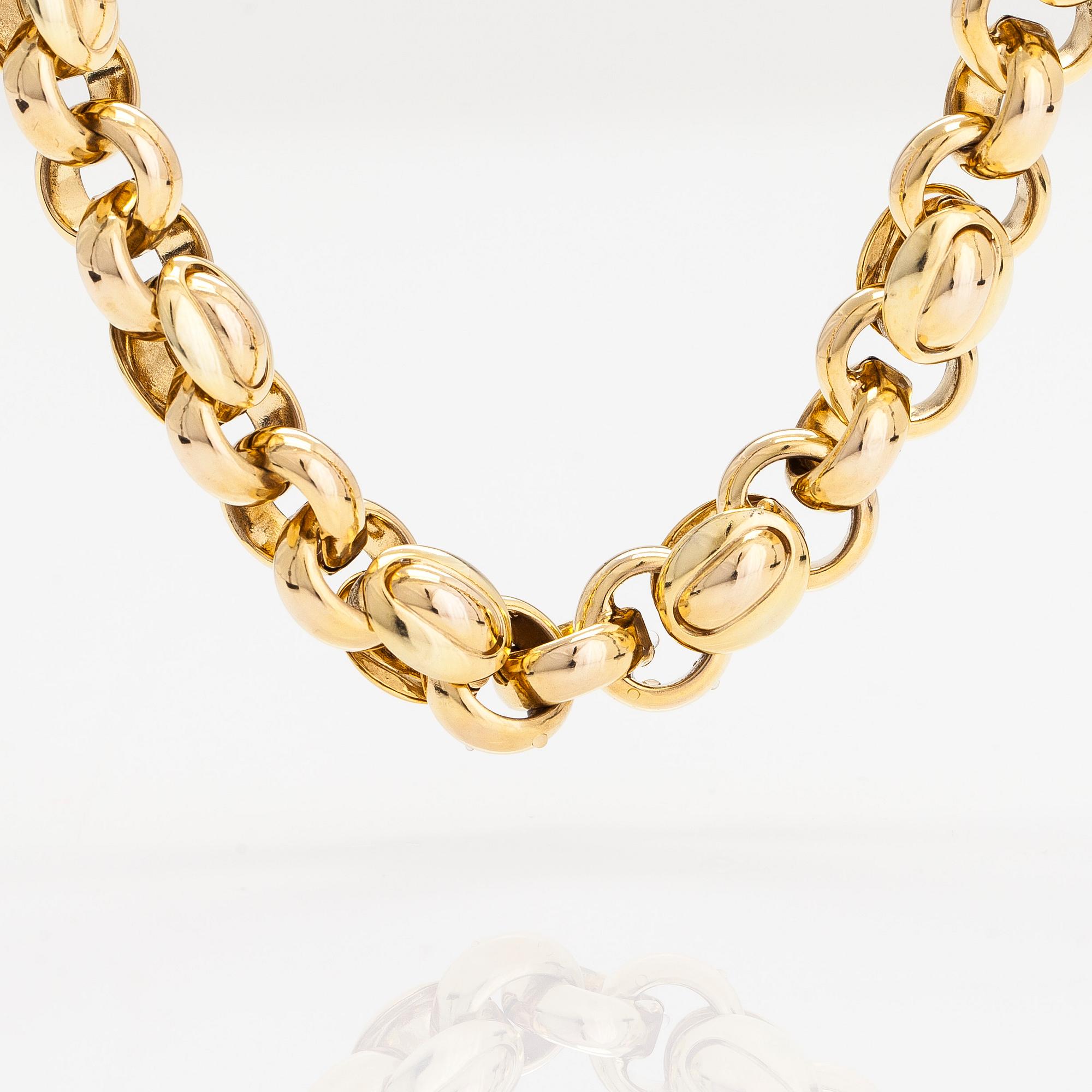 A 14K gold necklace, Unoaerre, Italy.