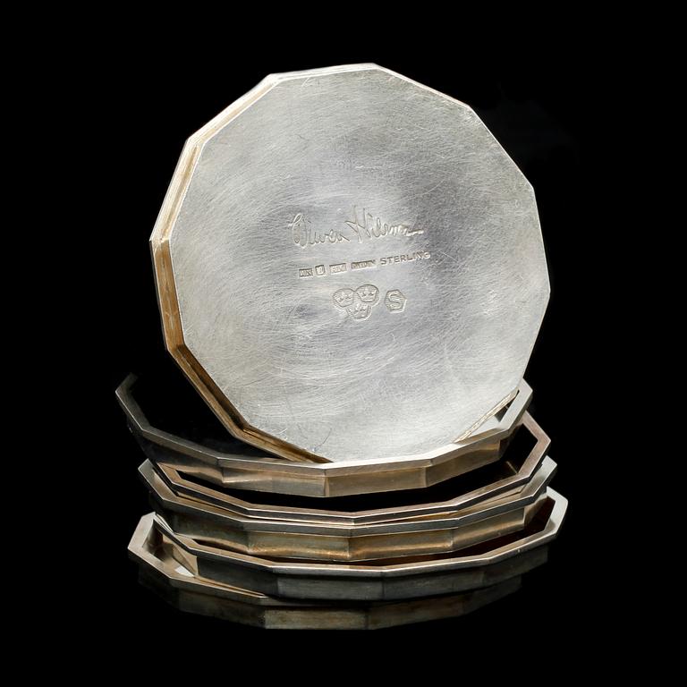 COASTERS, 6 st, sterlingsilver, Wiwen Nilsson. Lund 1973-75.