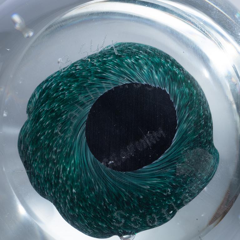 Six glass paperweights, including Robert Eickholt, USA, 1985, & Caithness of Scotland.