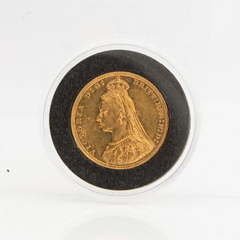 Guldmynt Storbritannien, Drottning Victoria 1 Sovereign, 1890.