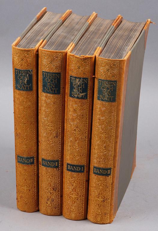 BÖCKER, 4 vol, "Tusen och en natt", red Gustav Weil, 1923.