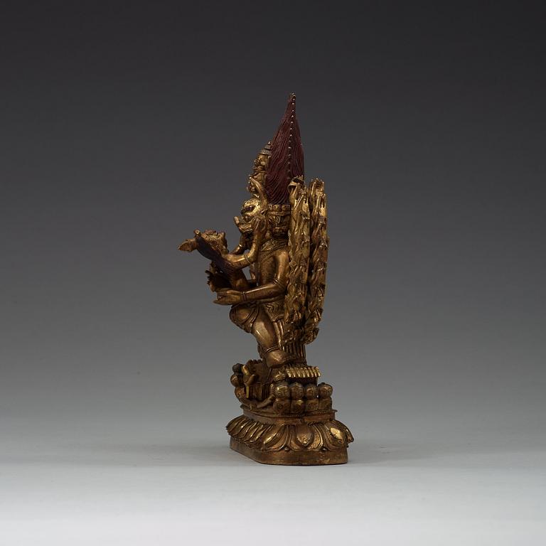 A bronze figure of Yamantaka Vajrabhairava and consort, Tibeto-Chinese, circa 1900.