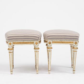 A pair of Gustavian stools attributed to E. Öhrmark (master in Stockholm 1777-1813).