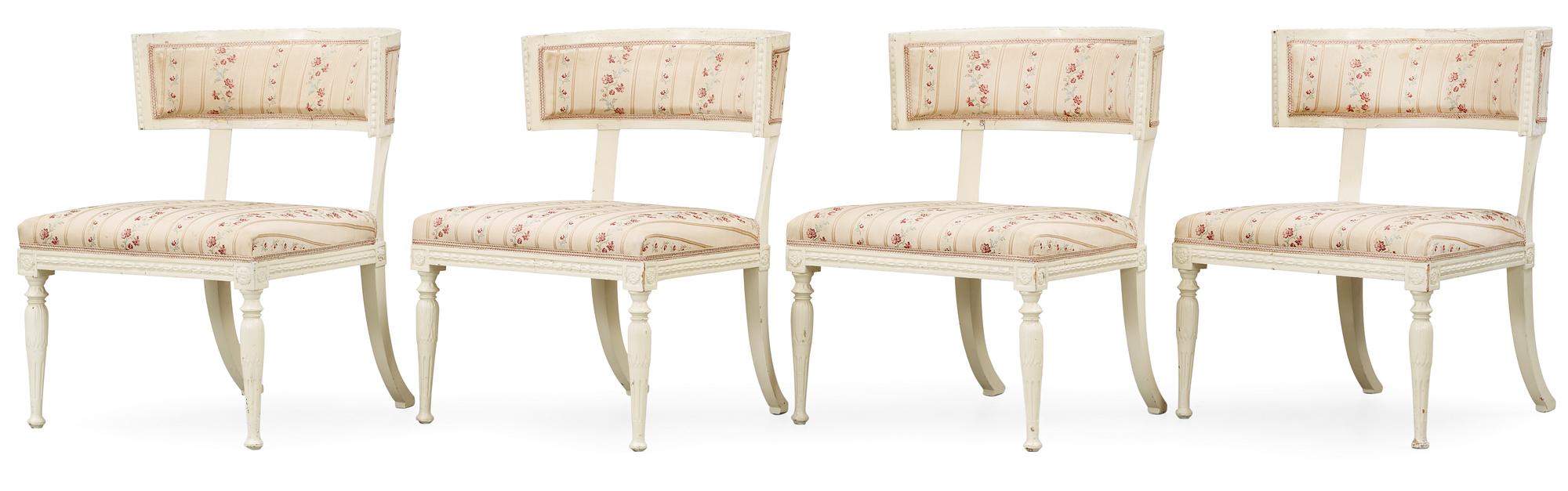 Four late Gustavian circa 1800 armchairs.
