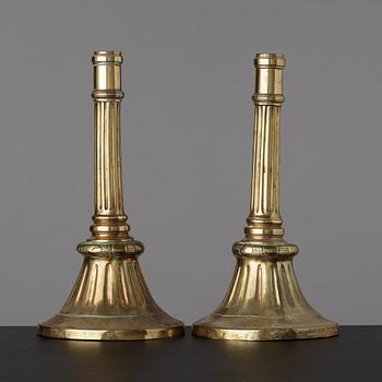 A pair of Gustavian late 18th century candlesticks.