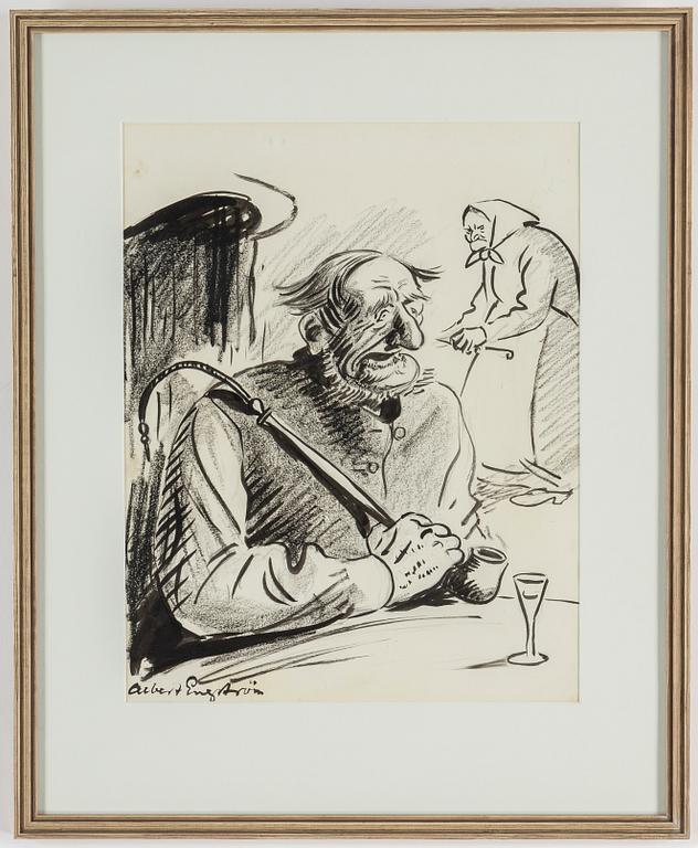 ALBERT ENGSTRÖM, ink drawings, 13, signed.