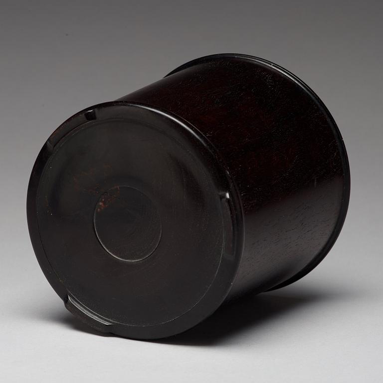 A Chinese wooden brushpot, presumably Zitan, early 20th Century.