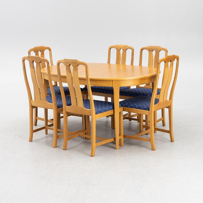 Carl Malmsten, dining table "Herrgården", and chairs, 6 pcs, "Ambassadör".