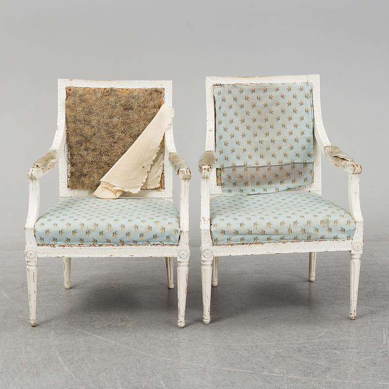 A pair of late 18th century Gustavian armchairs, Stockholm.