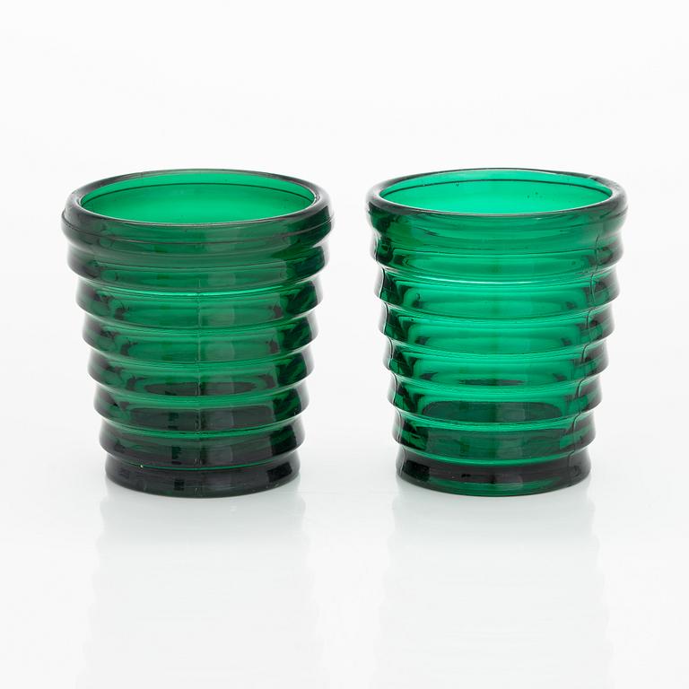 Aino Aalto, four 1930s 'Bölgeblick' 4052 drinking glasses for Karhula Glassworks, Finlan.