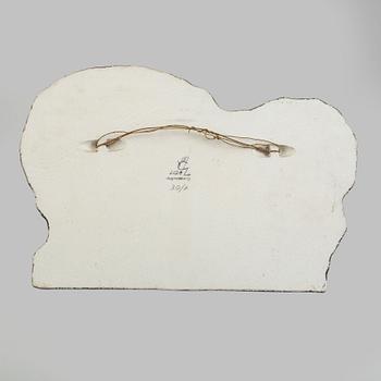 A Lisa Larson stoneware wall relief, signed and numbered 7/30.