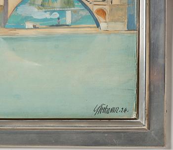 Gunnar Torhamn, a watercolour and gouache, 1926, with a pewter and brass frame, Svenskt Tenn, Stockholm 1928, provenance Estrid Ericson.