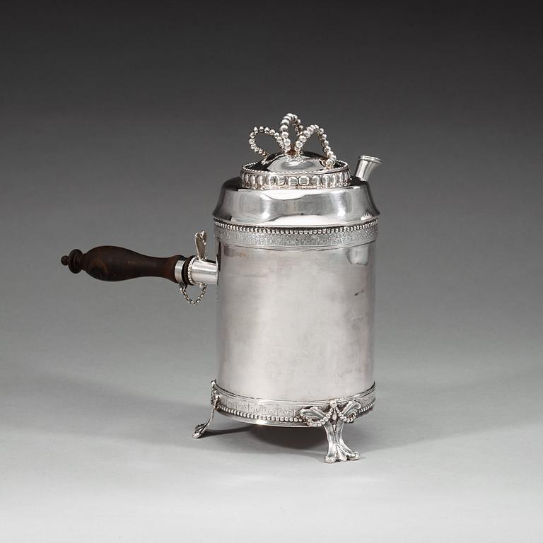 A Swedish 18th century silver coffee-pot, Hans Petter Vogt, Kristianstad 1785.