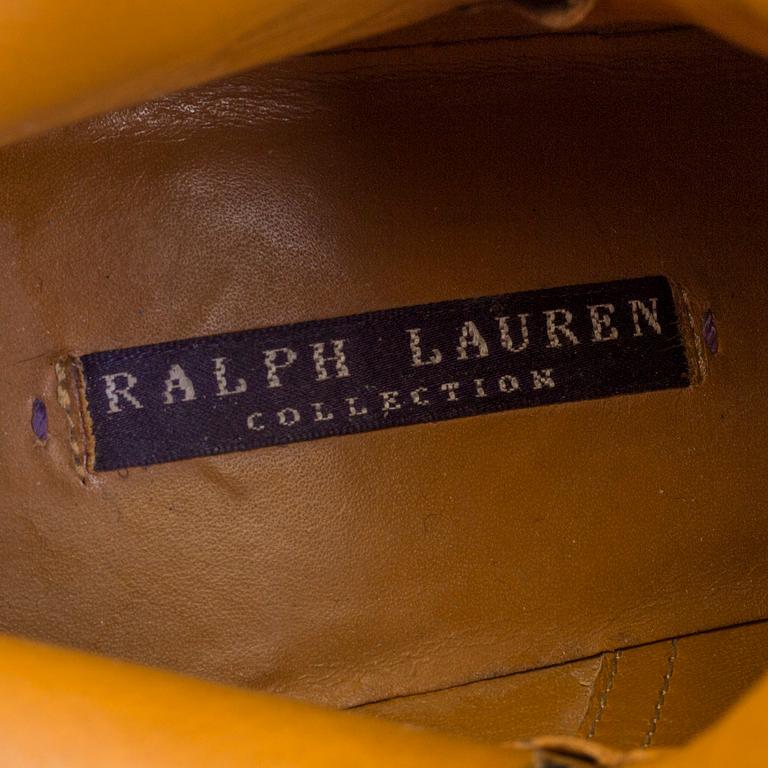 Black leather booties by Ralph Lauren.