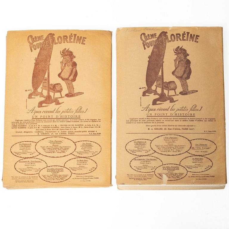 Seven French fashion magazines, 'Trés Parisien', with 123 pochoir fashion plates, Paris, G.-P. Joumard, 1927–31.