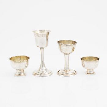 Four Swedish Silver Cups, including mark of Eric Ekström, Växjö 1837.