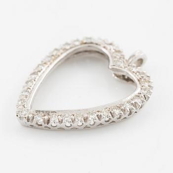 Hänge, i form av hjärta, 14K vitguld med åttkantslipade diamanter.