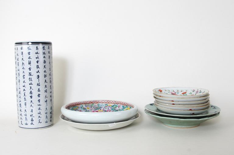 PARTI PORSLIN, 11 delar, Kina, 1800-1900-tal.