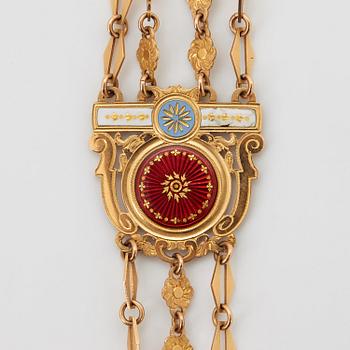 An 18K enameled gold chatelaine, 18th century.