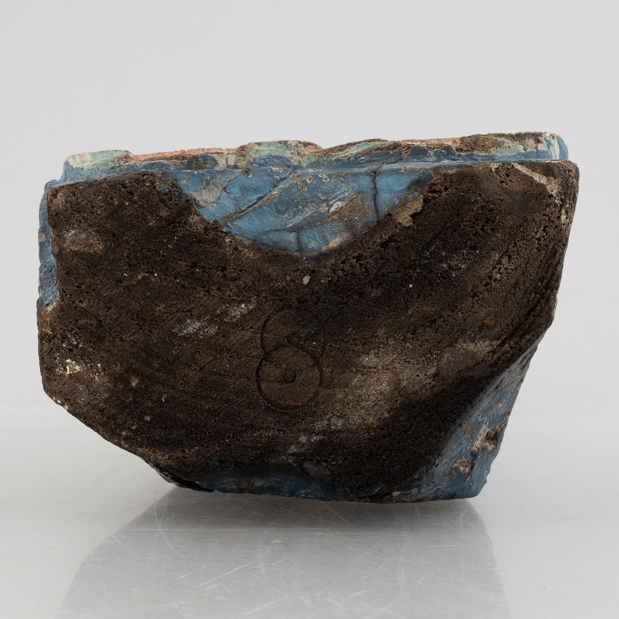 A Louhan, carved and painted wood, China, late Qing dynasty.