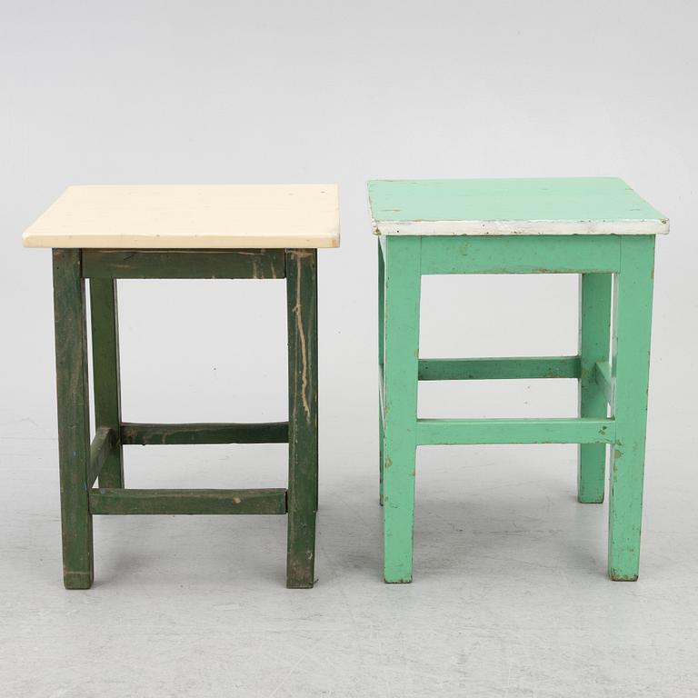 A table with stools, 20th/21st century.