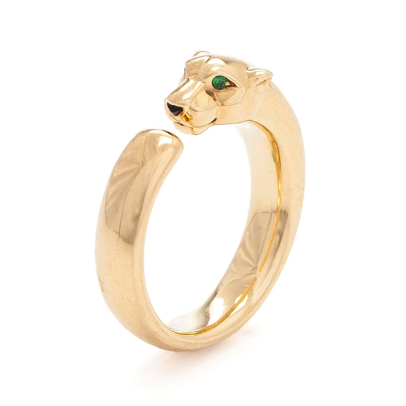 Cartier, ring, "Panthère de Cartier", liten modell, 18K guld, onyx och tsavoriter.