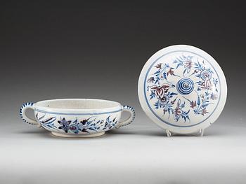 A Swedish Rörstrand faience tureen with cover, 18th Century.