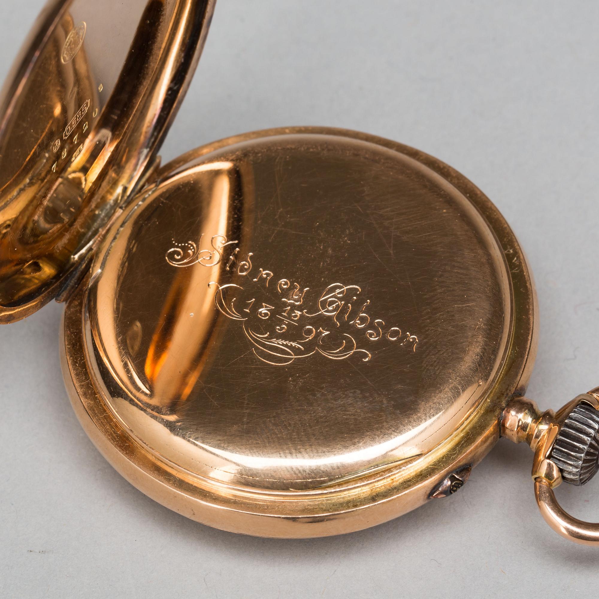 FICKUR, 14K guld, 1890-tal, G L Malmsjö & Co Göteborg.
