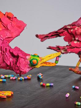 Nathalie Djurberg & Hans Berg, "A Thief Caught in the Act (Flock of Birds)".