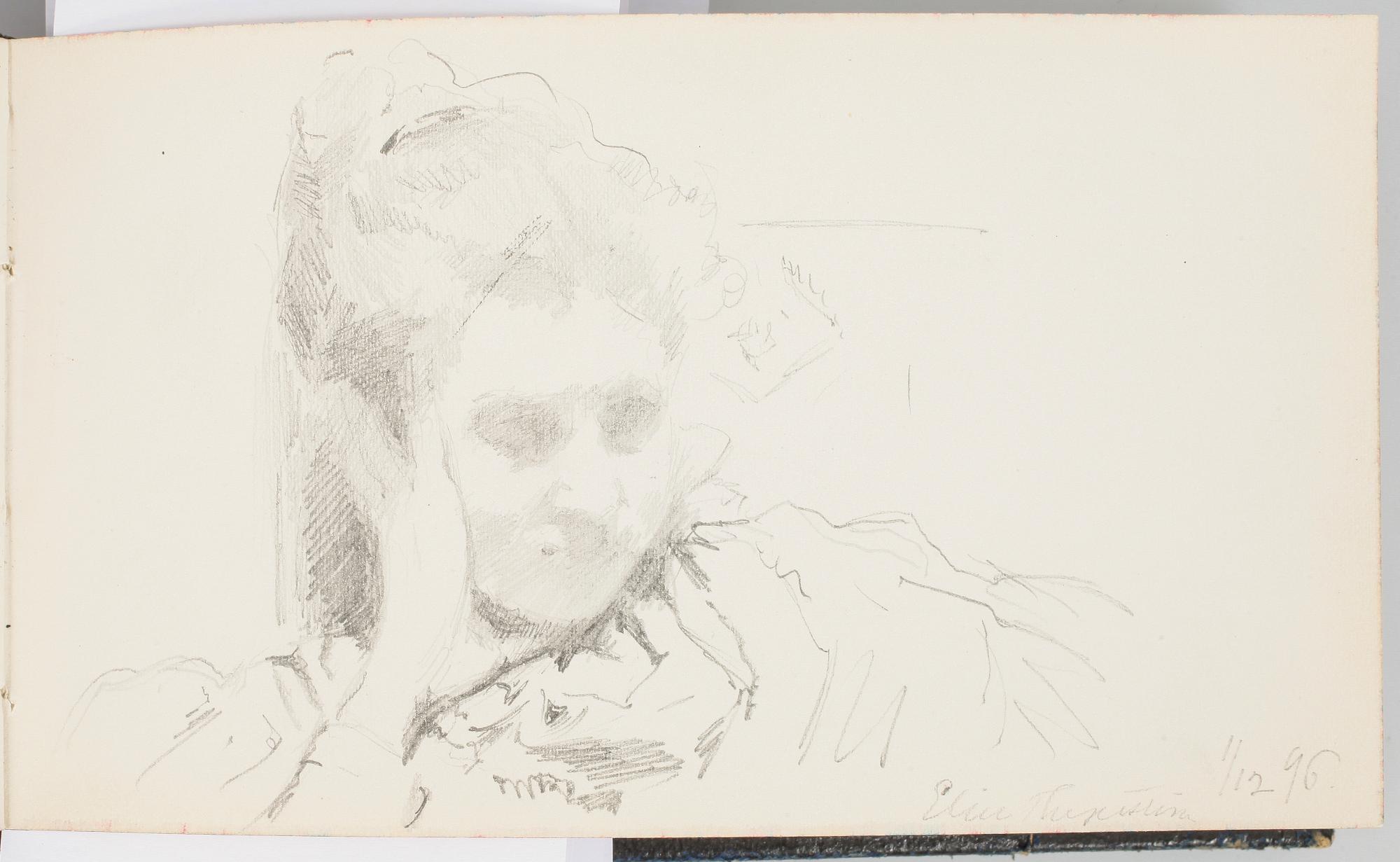 ROBERT THEGERSTRÖM, skissbok med 65 blad. Signerad och daterad 15/6 1894.