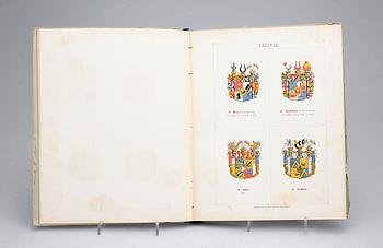 BÖCKER OCH VYKORT, 2+1, uniformer och adelsvapen, 1890-tal.
