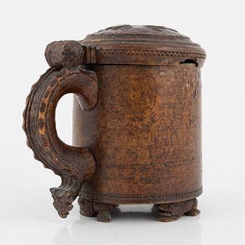 A birch tankard, Norway from around the year 1800.
