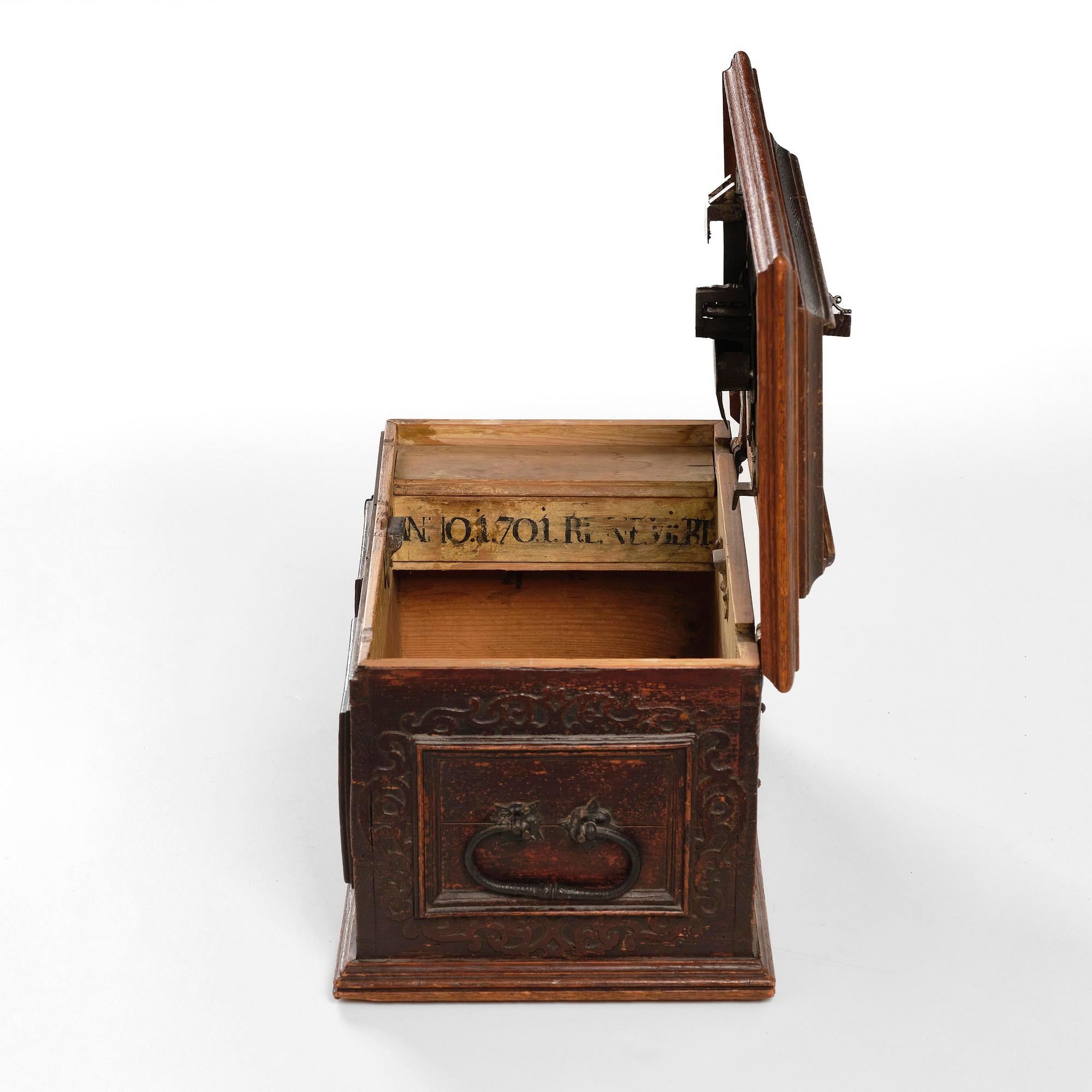 A South-German baroque 'Zunftruhe' guild casket for a weaver's guild, dated 1659.