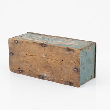Two Swedish polychrome painted wooden boxes, 18th/19th century.