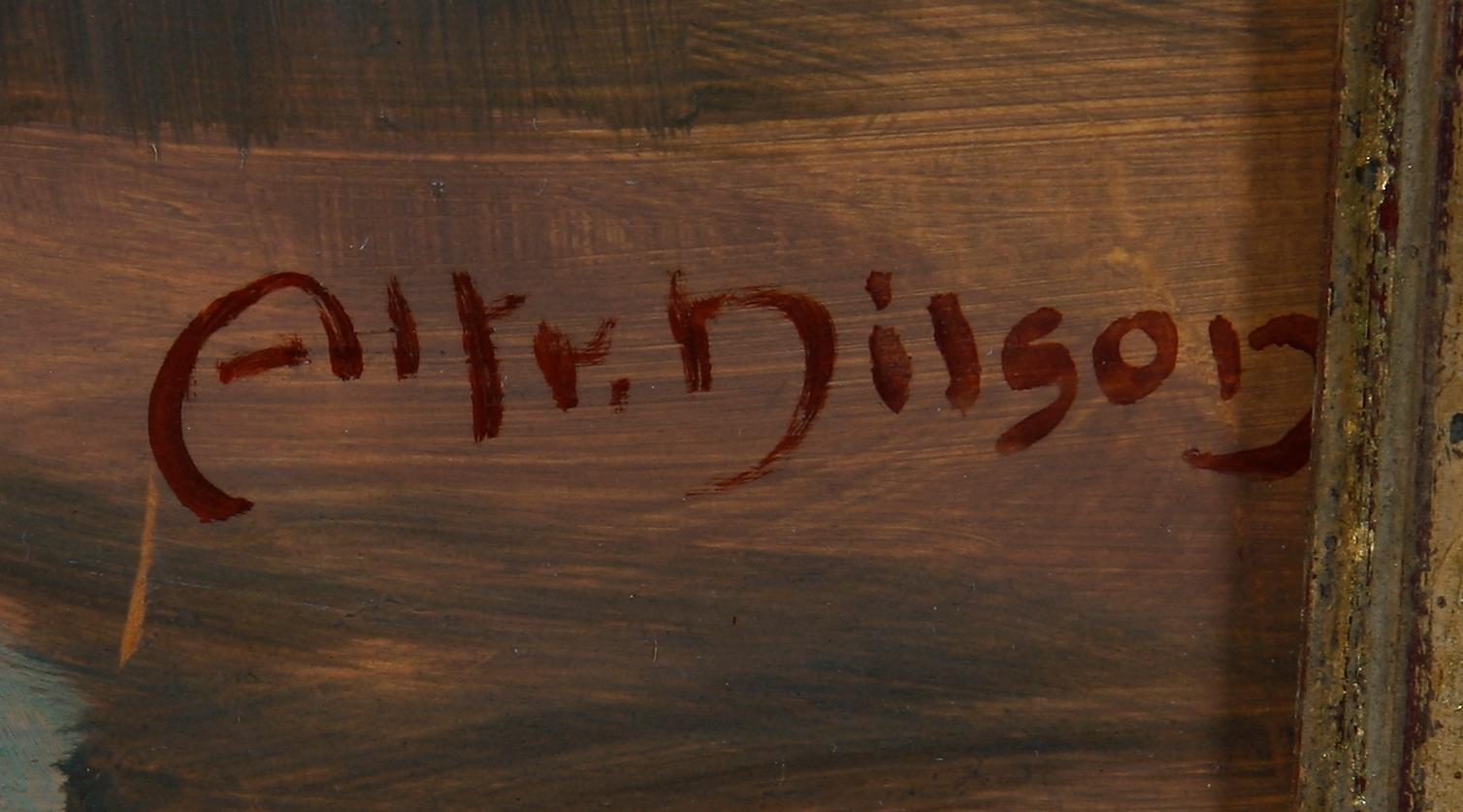NILSSON, ALFRED. Olja på pannå, sign.