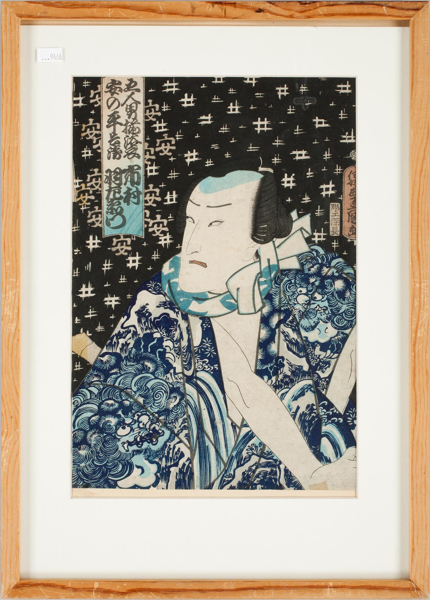 TRÄSNITT, ett par, bla. Kunisada, Japan, 1800-tal.