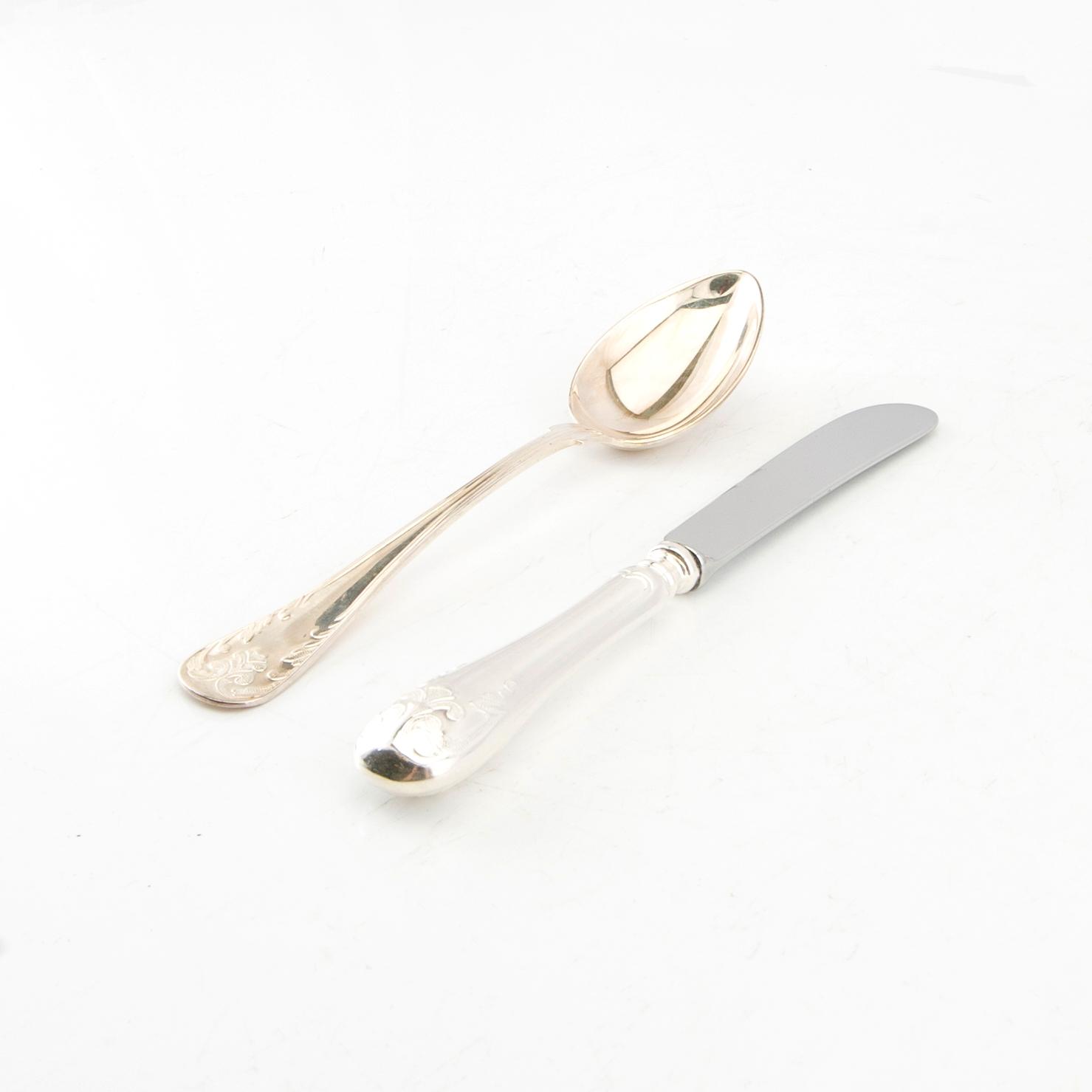 Bestick 79 dlr "Gammal Fransk" silver GAB 1990-1995.