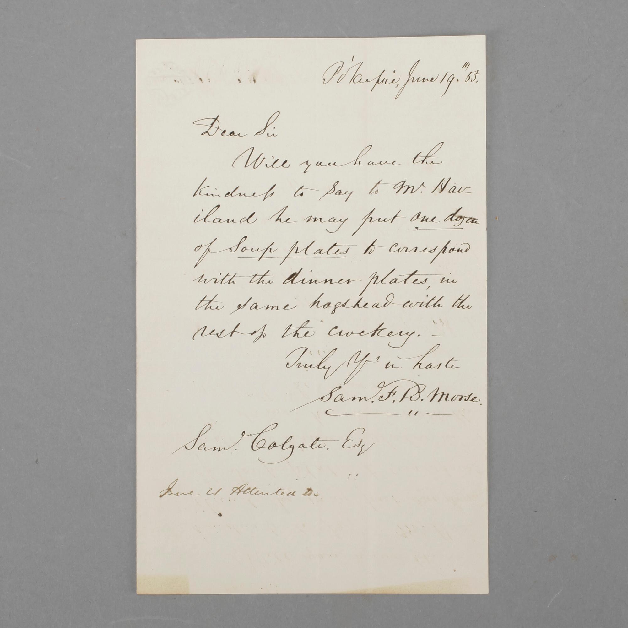 SAMUEL MORSE (1791-1872), brev daterat 19 juni -53.