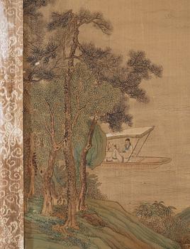 A large landscape painting in the style of Wen Peng (1498-1573), Qing dynasty, 19th century.