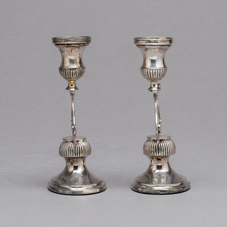 A pair of Swedish 19th century silver candlesticks, mark of Jakob Ulrik Flohr, Norrkoping 1829.